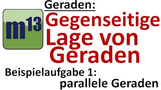 Gegenseitige Lage von Geraden Beispiel parallele Geraden [upl. by Hillery]