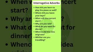 Interrogative Adverbs in English Grammar learnenglish shorts [upl. by Lemrac]