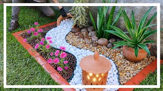 Elegante jardim com flores e pedras naturais  Ideias para jardim [upl. by Longley]