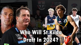 Who Will St Kilda Pick In The 2024 AFL Draft [upl. by Nnahgaem145]