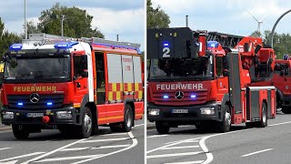 LFSchule Feuerwehr Bergheim auf Einsatzfahrt mit HLF20 DLK 2312 und LF 1612 [upl. by Hadley169]