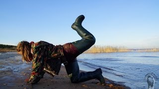 On the blue lake girl in green waders [upl. by Esej]