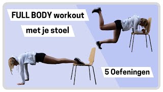 Full body workout met stoel 5 oefeningen [upl. by Lleuqram]