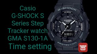 how to set time on casio gshock s series step tracker watch gmas130 time setting [upl. by Otsirave703]