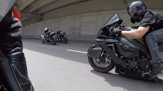 Yamaha R1 vs Kawasaki H2 vs RSV4 vs BMW S1000RR vs ZX10R vs Turbo 14R vs GSXR 1000 Part 3 of 3 [upl. by Sayer]