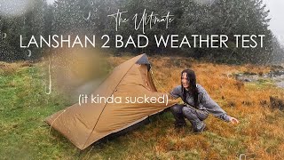 Testing Budget Lightweight Hiking Tent in Bad Weather LANSHAN 2 Gale Force Wind amp Rain 2 Nights [upl. by Araeic]