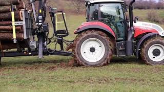 Steyr mit vollen Holzwagen an matschigen Hang Rutscht😨 [upl. by Christoph]