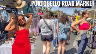 Portobello Road Market  London Street Food Maket in West End and Vintage Clothing Markets [upl. by Zoe]