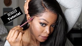 🔥 BEGINNER Friendly TUTORIAL  Full lace Wig Install amp Style NO BLEACHED KNOTS ft PremiumLaceWigs [upl. by Anuahs390]