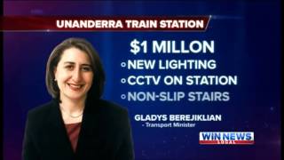 WIN News Illawarra  Fixing stairslights but still no lifts at Unanderra Station 2592012 [upl. by Rider]