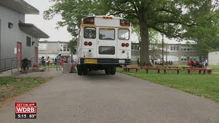 Waggener High School students are turning an old school bus into grocery store [upl. by Cinelli621]