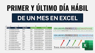 Cómo Calcular el Primer y Último Día Hábil de un Mes en Excel [upl. by Atalee]