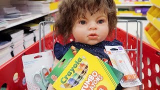 Reborn Toddler Doll Goes Back to School Shopping for Preschool Daycare Supplies [upl. by Eelsnia]