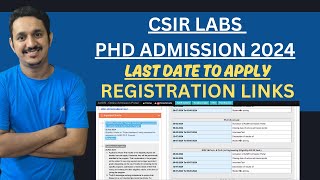 CSIR LABS PHD ADMISSION 2024  HOW TO APPLY FOR PHD  LAST DATE TO APPLY  ACSIR PHD ADMISSION 2024 [upl. by Leede]