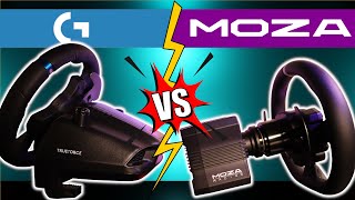 Versus Logitech G923 vs MOZA R5 [upl. by Atinet]