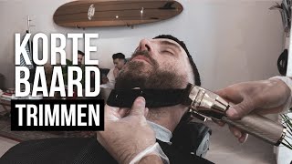 Korte baard trimmen  Professionele barbier techniek  Donkerblonde baard  Adrien [upl. by Comyns]