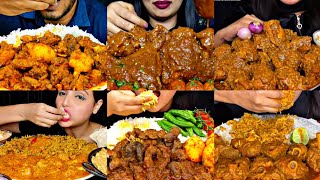 ASMR EATING SPICY CHICKEN CURRY MUTTON CURRY EGG CURRY  BEST INDIAN FOOD MUKBANG Foodie India [upl. by Anaira]