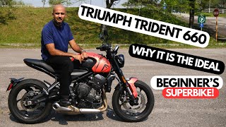 Review Triumph Trident 660  Why It Is The Ideal Beginners Superbike [upl. by Ellivnarg]