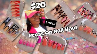 7 sets for under 20 Shein press on nails haul  Duck nails👍or👎 SHEINOFFICIAL press on nails [upl. by Mill]