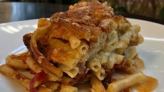 Greek Pastitsio recipe παστίτσιο Greek pasta with Bolognese sauce béchamel Greek🇬🇷food recipe [upl. by Halika909]