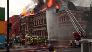 Library roof fire  Newington Library amp Museum Walworth road  London UK [upl. by Acinor]