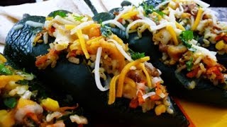 Vegetarian Stuffed Poblano Peppers How to recipe only 220 Calories [upl. by Wilfred55]