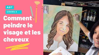 Comment peindre un visage et les cheveux en acrylique cours 2 [upl. by Opaline279]