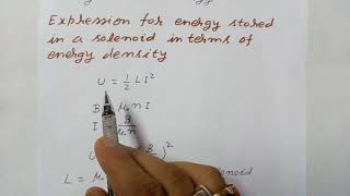 Electro Magnetic Induction Energy Stored In a solenoid Class 12 Physics 11  101 [upl. by Poppo]