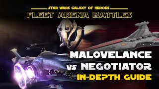 Malevolence vs Negotiator Indepth Guide  SWGOH Fleet Arena [upl. by Assirralc38]