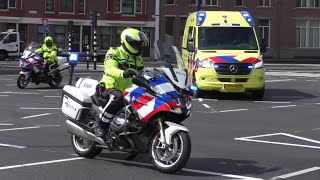 Verkeerspolitie motorrijders trainen verkeerstechnische begeleiding in het centrum van Rotterdam [upl. by Guntar]