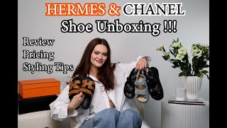 LUXURY SHOE UNBOXING HERMES CHYPRE amp CHANEL DAD SANDALS IN DEPTH COMPARISON AND STYLING TIPS [upl. by Atirak]