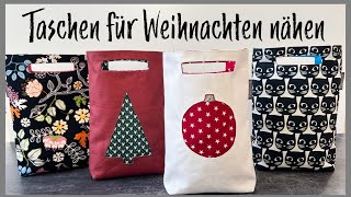 süße Taschen für Weihnachten nähen kostenlose Anleitung DIY Geschenktasche selbermachen [upl. by Olenta565]