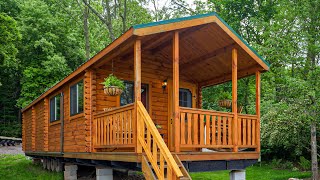 The Lakeview  Log Cabin Tiny Home with Porch [upl. by Ury193]