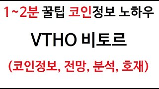 VTHO 비토르 코인정보 비토르코인 토큰 차트 VeThor COIN 그래프 시가총액 거래량  호재 시세 발행량 전망 분석 가격 채굴 시가 총발행량 판매 구매 고가 [upl. by Charmain]