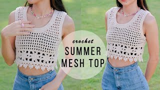 Crochet Summer Mesh Top Tutorial  Crochet Mesh Vest  Chenda DIY [upl. by Animor]