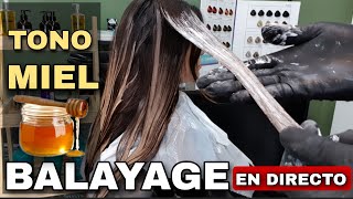 Balayage TONO MIEL en cabello OSCURO tutorial EN DIRECTO [upl. by Elrae]