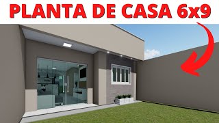 PLANTA DE CASA PEQUENA COM 02 QUARTOS  6x9 METROS [upl. by Eisinger]