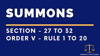 Summons  section 27 to 32  order 5  rule 1 to 20  CPC [upl. by Tucker880]