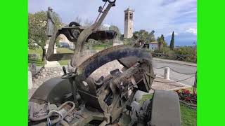 Antiaircraft machine gun ZPU4 mounted on a Toyota pickup is firing direct fire [upl. by Uhp]