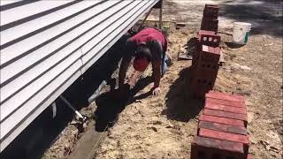 Building a Brick Foundation underneath the Mobile Home [upl. by Calder]