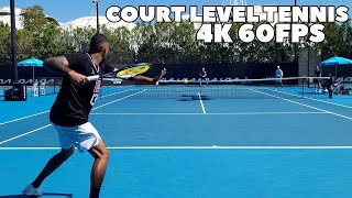 Nick Kyrgios Practice Court Level  Split Screen Side View  2022 Australian Open 4K 60FPS [upl. by Saks475]