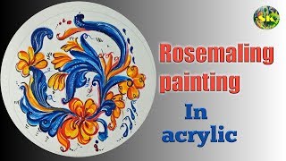 Rosemaling painting  how to do Rosemaling painting step by step [upl. by Ahsinhoj]