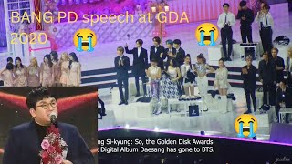 Eng SubIdols Reaction to Bang PD Emotional speech for BTS Win Digital Daesang at GDA 2020 [upl. by Roderich480]