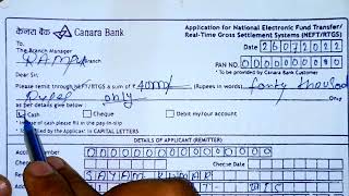 Canara Bank ka RTGSNEFT FORM KAISE BHARE  Application for National Electronic fund transfer form [upl. by Decca]