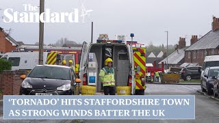 Tornado hits Staffordshire town as strong winds batter the UK [upl. by Celestina]