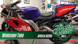 Peter Hickman Workshop Tour  Aprilia RS 250 [upl. by Yentirb]