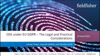 Privacy webinar One Stop Shop OSS under EU GDPR – The Legal and Practical Considerations [upl. by Geraud]