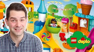 LEGO DUPLO Big Fair Set Review w Ferris Wheel Carousel Slides Train Toilets amp STEM Games Ideas [upl. by Waxman]