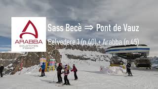 Dal Sass Becè a Pont de Vauz piste Belvedere 1 n40 e Arabba n45 pistesci arabba dolomiti [upl. by Nemlaz]