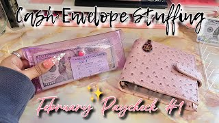 CASH ENVELOPE STUFFING FEBRUARY PAYCHECK 1  cashenvelopestuffing howtosavemoney [upl. by Noet220]